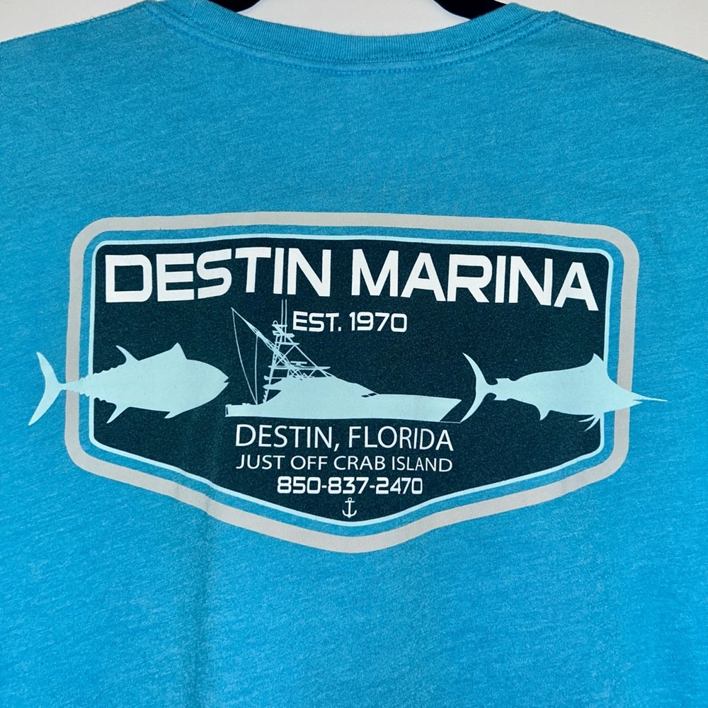 Destin Marina bright blue unisex t-shirt size medium - Picture 2 of 5
